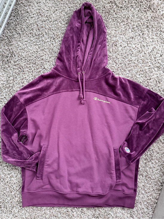 Champion Tops - Champion Plum Velour Hoodie in Deep Purple